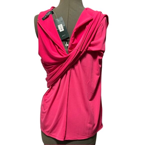LAUREN RALPH LAUREN 1X Sleeveless V Neck Blouse Zipper Closure On The Back NWT - Picture 12 of 16